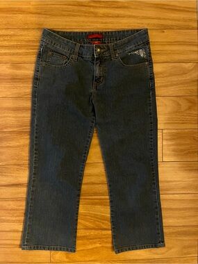 American Exchange Dark Wash Cropped Straight Jeans - Black